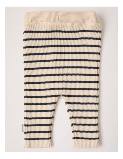 Mickey Essential Rib Stripe Pant in Oatmeal & Navy