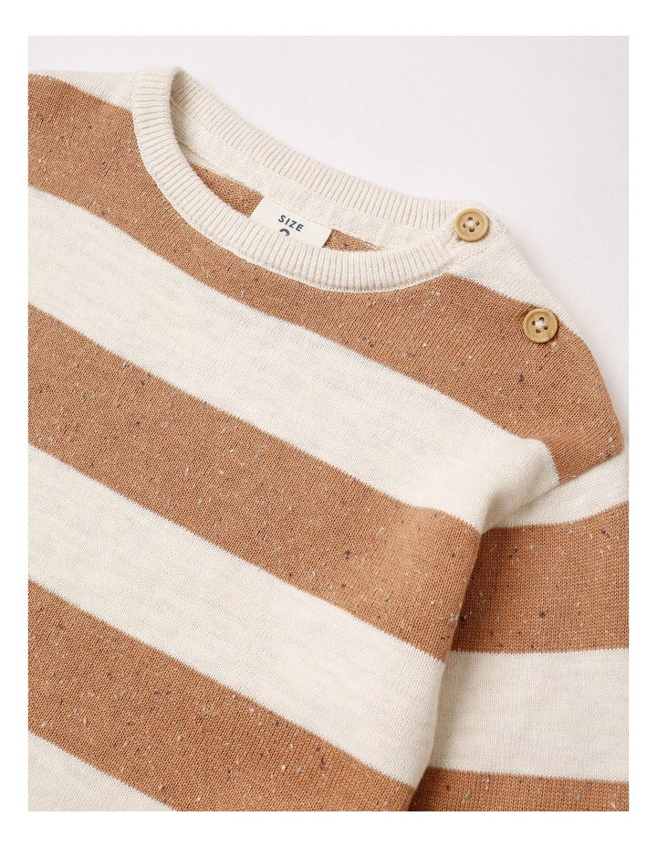 Kit Essential Stripe Knit Jumper in Brown