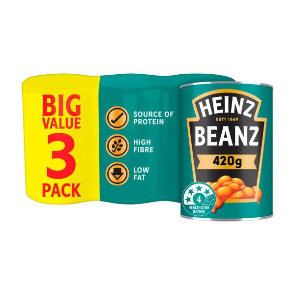 HEINZ BAKED BEANS TOMATO SAUCE 3 PACK 420G