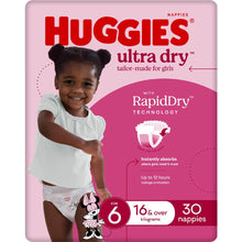 Huggies Ultra Dry Nappies Girls Size 6 (16kg+) 30 Pack