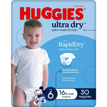 Huggies Ultra Dry Nappies Boys Size 6 (16kg+) 30 Pack