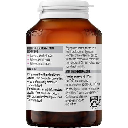 Blackmores Evening Primrose Oil Skin Health Vitamin Capsules 125 Pack