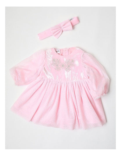 Zoe Tulle Dress & Headband Set in Light Pink