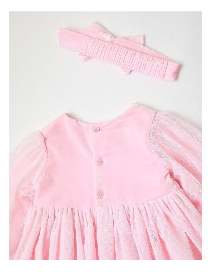 Zoe Tulle Dress & Headband Set in Light Pink