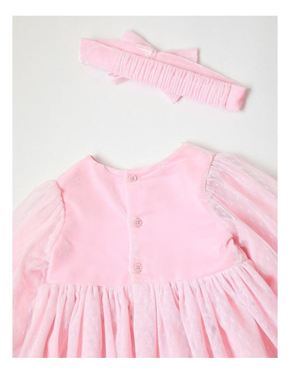 Zoe Tulle Dress & Headband Set in Light Pink