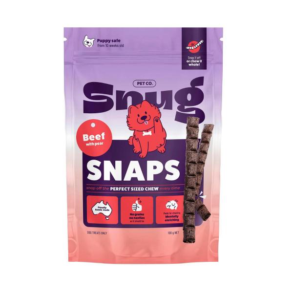 SNUG PET CO SNAPS DOG TREATS BEEF WITH PEAR 100 GRAM