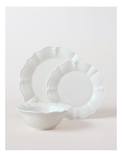 Bella Scalloped 12pc Dinner Set in White