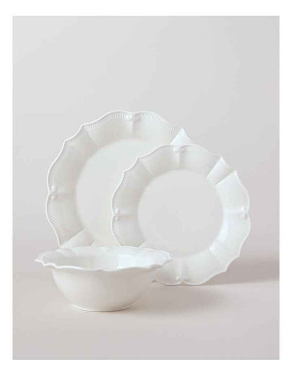 Bella Scalloped 12pc Dinner Set in White