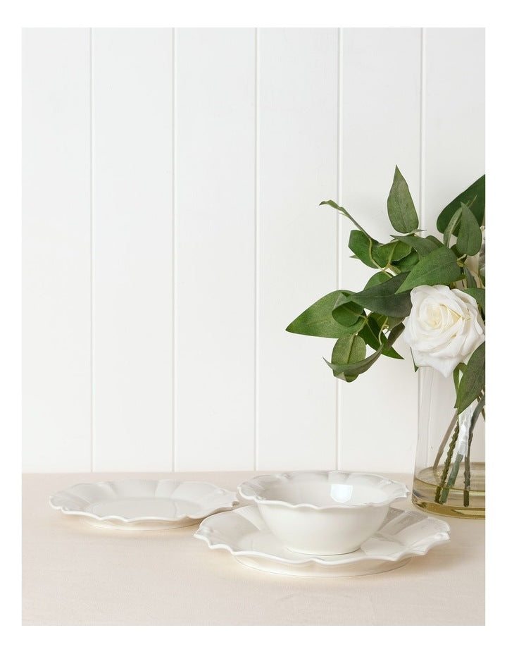 Bella Scalloped 12pc Dinner Set in White