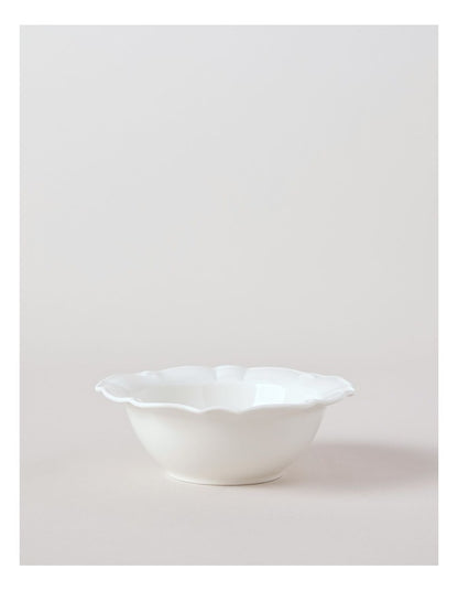 Bella Scalloped Cereal Bowl in White