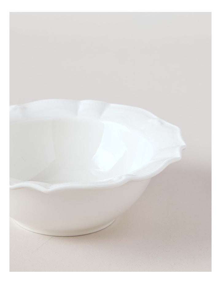 Bella Scalloped Cereal Bowl in White