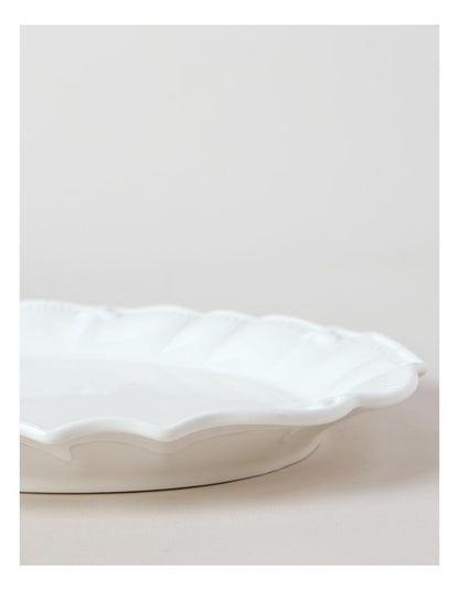 Bella Scalloped Oval Platter Large in White