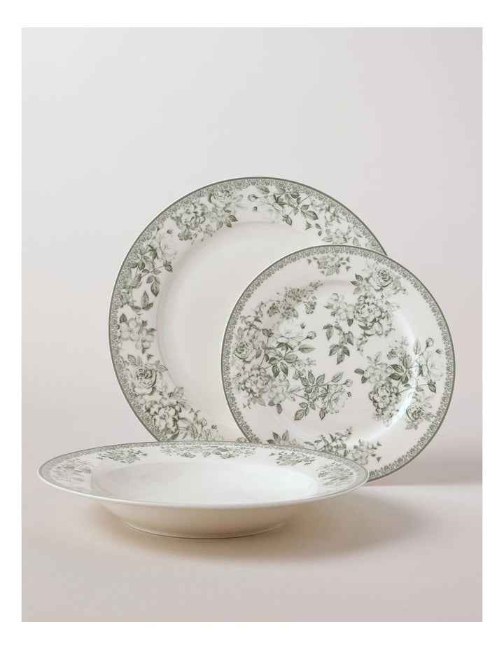 Aster 12pc Dinner Set in Green Toile