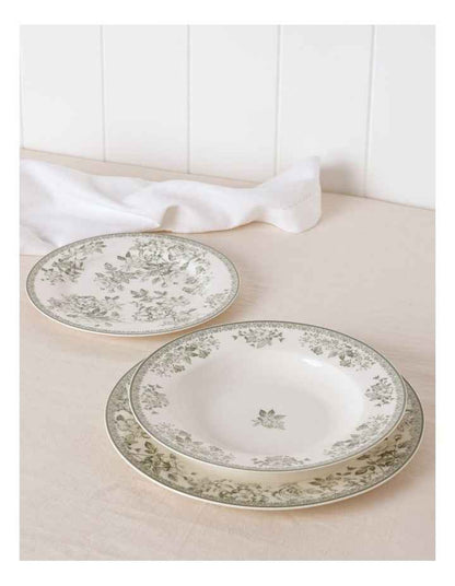 Aster 12pc Dinner Set in Green Toile