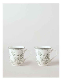 Aster Mug Set of 2 in Green Toile