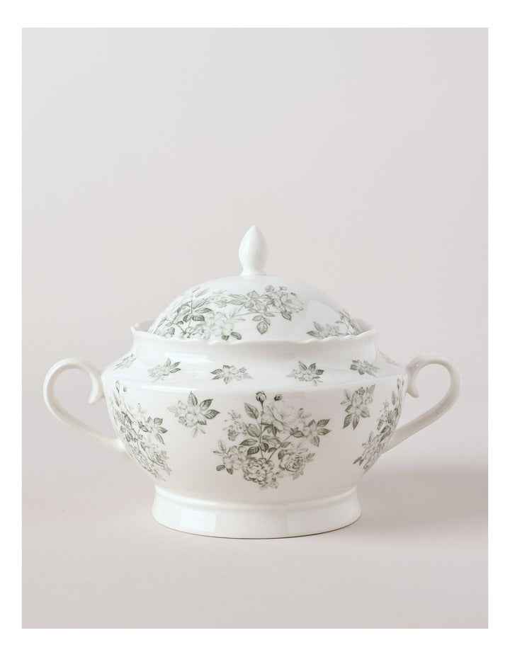 Aster Tureen in Green Toile
