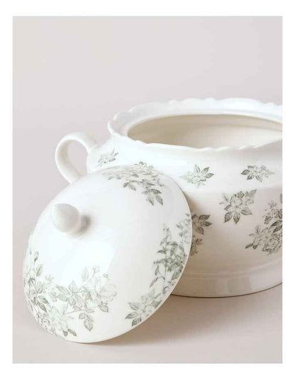 Aster Tureen in Green Toile