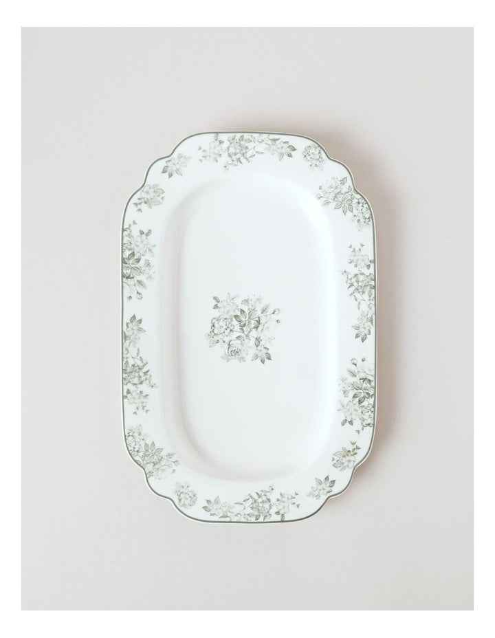 Aster Oblong Platter in Green Toile