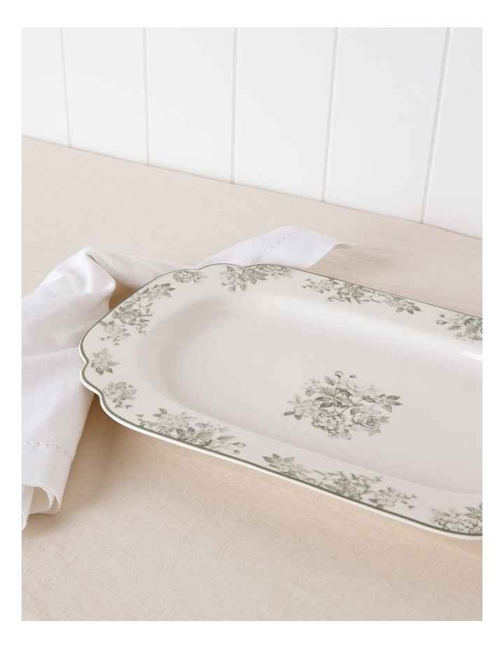 Aster Oblong Platter in Green Toile