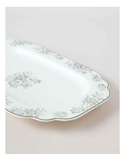 Aster Oblong Platter in Green Toile