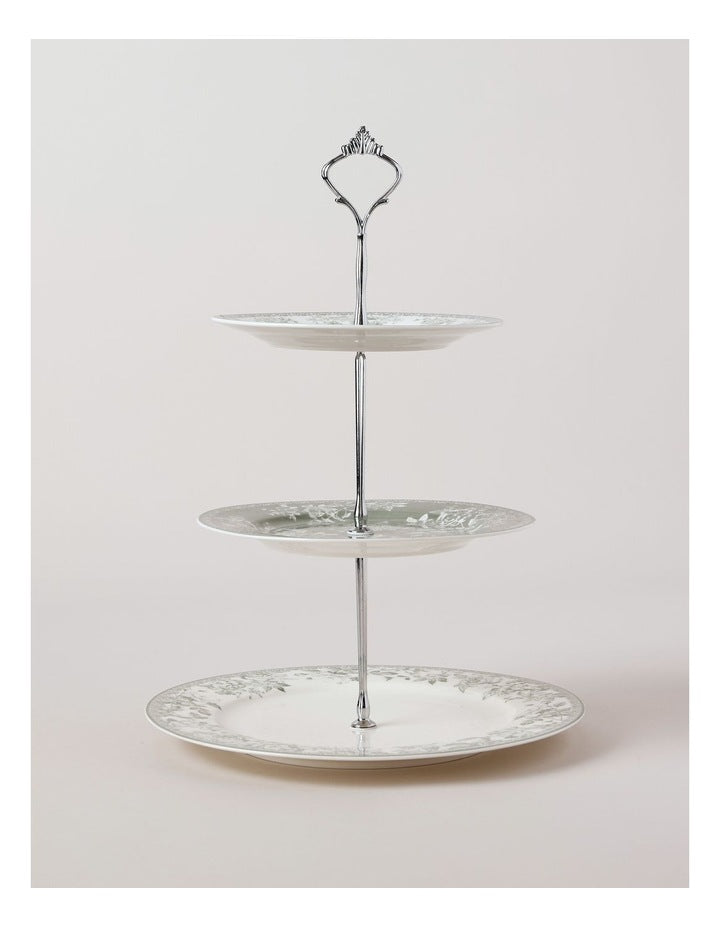 Aster 3 Tiered Cake Stand in Green Toile