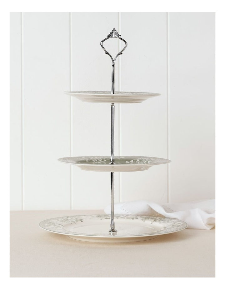 Aster 3 Tiered Cake Stand in Green Toile