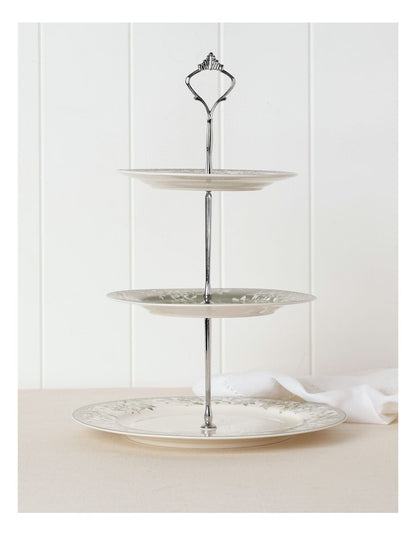 Aster 3 Tiered Cake Stand in Green Toile