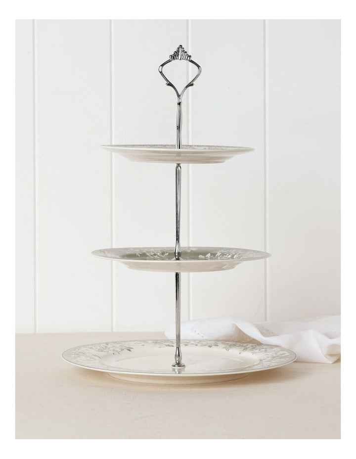 Aster 3 Tiered Cake Stand in Green Toile
