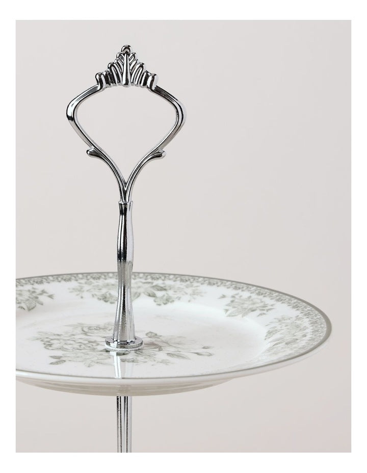 Aster 3 Tiered Cake Stand in Green Toile