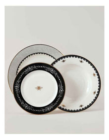 Honey Bee 12pc Dinner Set in Black/Gold
