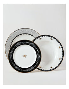 Honey Bee 12pc Dinner Set in Black/Gold