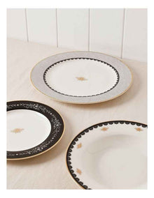 Honey Bee 12pc Dinner Set in Black/Gold