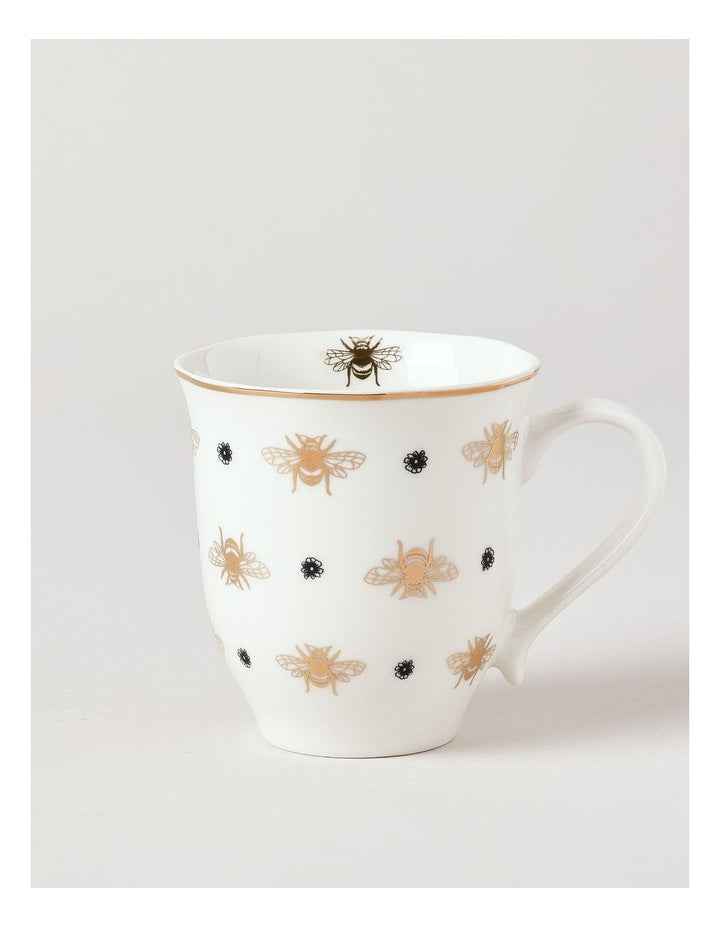 Honey Bee Mug Set of 2 in Black/Gold