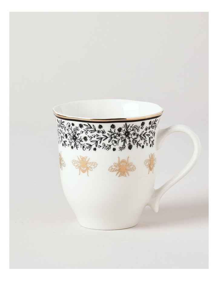 Honey Bee Mug Set of 2 in Black/Gold