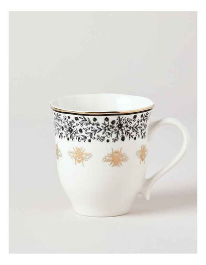 Honey Bee Mug Set of 2 in Black/Gold
