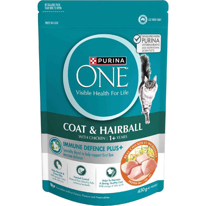 Purina One Adult Cat Food Caot & Hairball With Chicken 450g