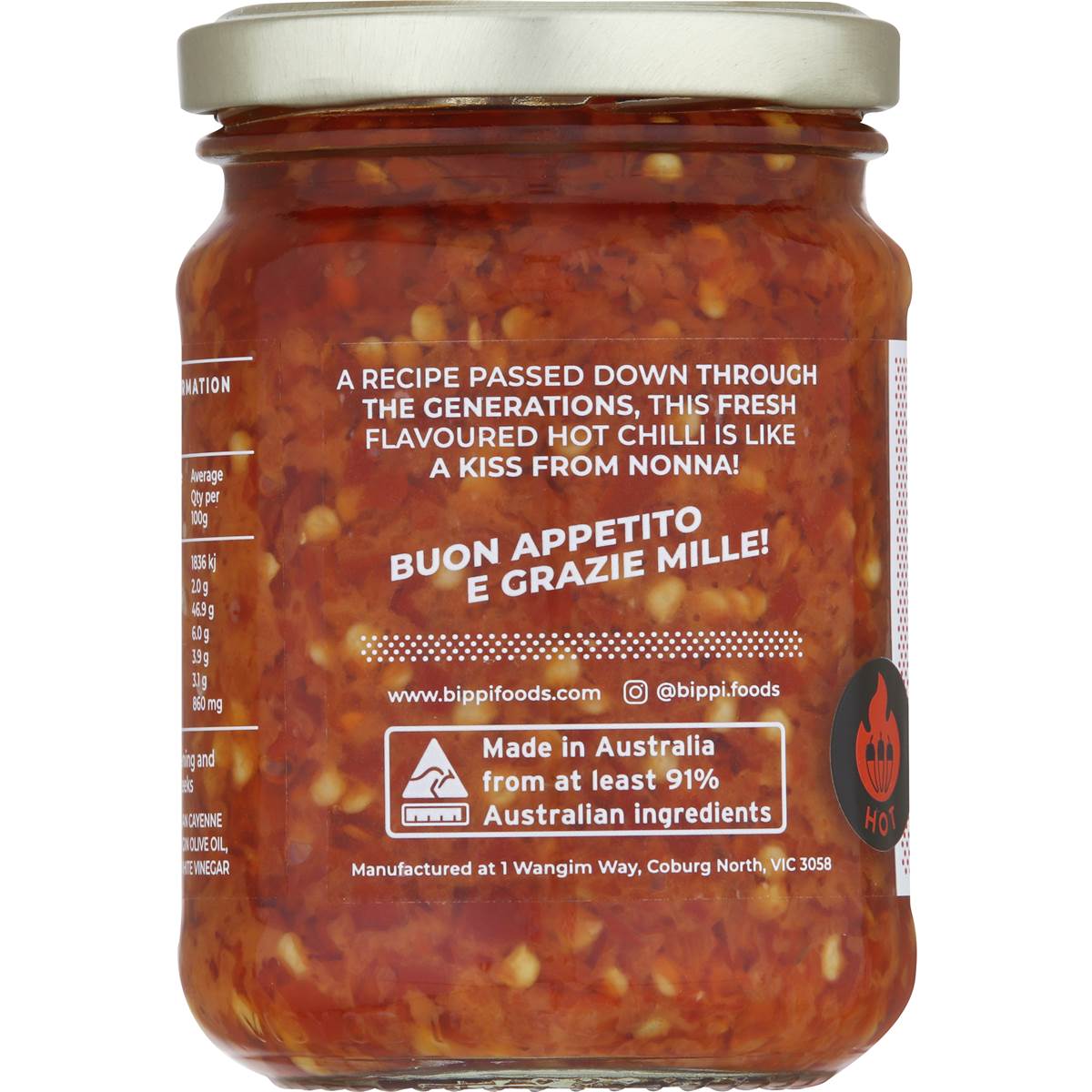 Bippi Italian Style Hot Chilli 250g