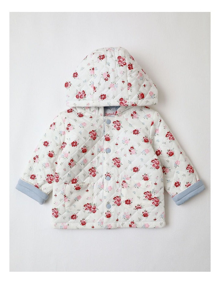 Quilted Jersey Lined Jacket in Bone