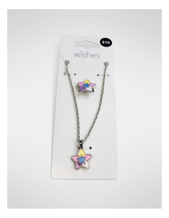 Star Necklace And Ring Set in Multi