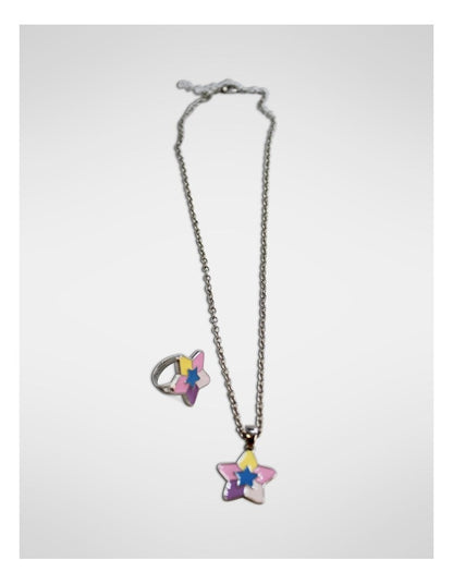 Star Necklace And Ring Set in Multi