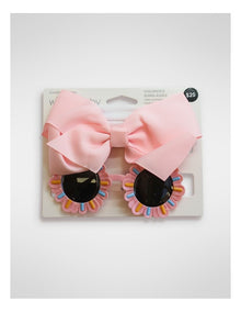 Flower Sunglasses And Hair Wrap Set in Pink