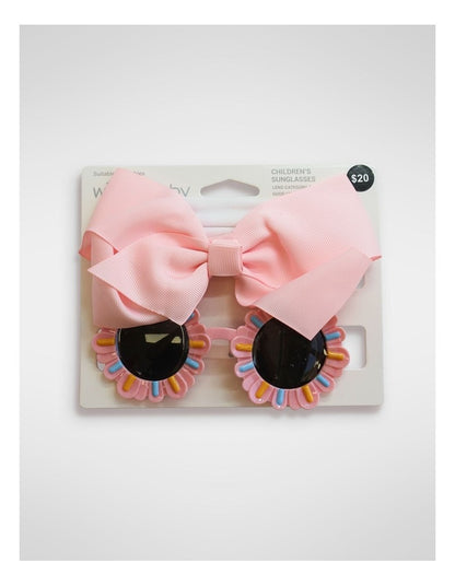 Flower Sunglasses And Hair Wrap Set in Pink