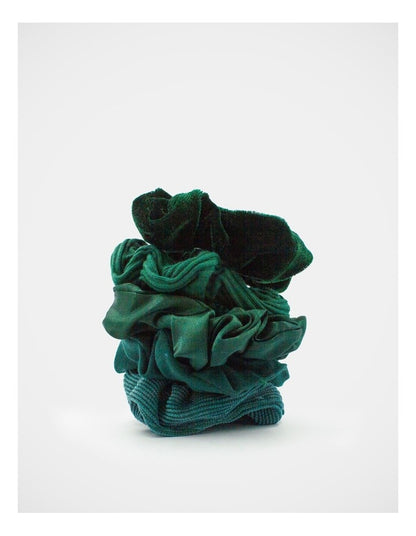 Mixed Fabric Scrunchie 5 Pack in Green