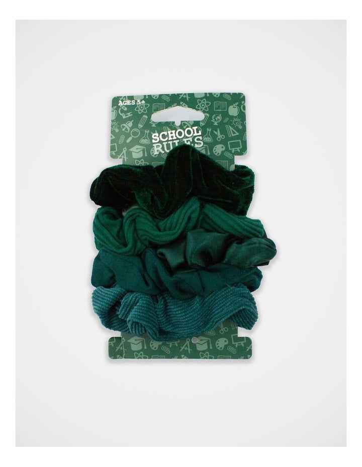 Mixed Fabric Scrunchie 5 Pack in Green