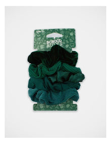 Mixed Fabric Scrunchie 5 Pack in Green