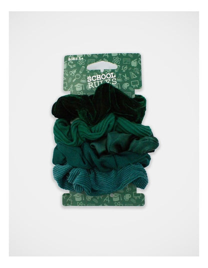 Mixed Fabric Scrunchie 5 Pack in Green