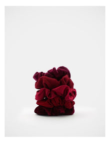 Mixed Fabric Scrunchie Pack Of 5 in Maroon