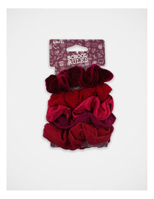 Mixed Fabric Scrunchie Pack Of 5 in Maroon