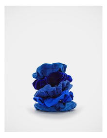 School Mixed Fabric Scrunchie 5 Pack in Royal Blue