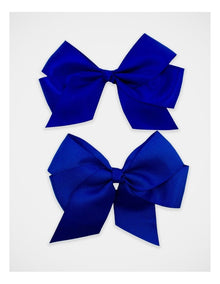 School Big Bow Hairclip 2 Pack in Royal Blue